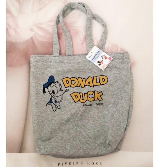 Mickey Mouse bag tote Donald Duck gray fabric soft shoulder bag cartoon Disney - Picture 2 of 7